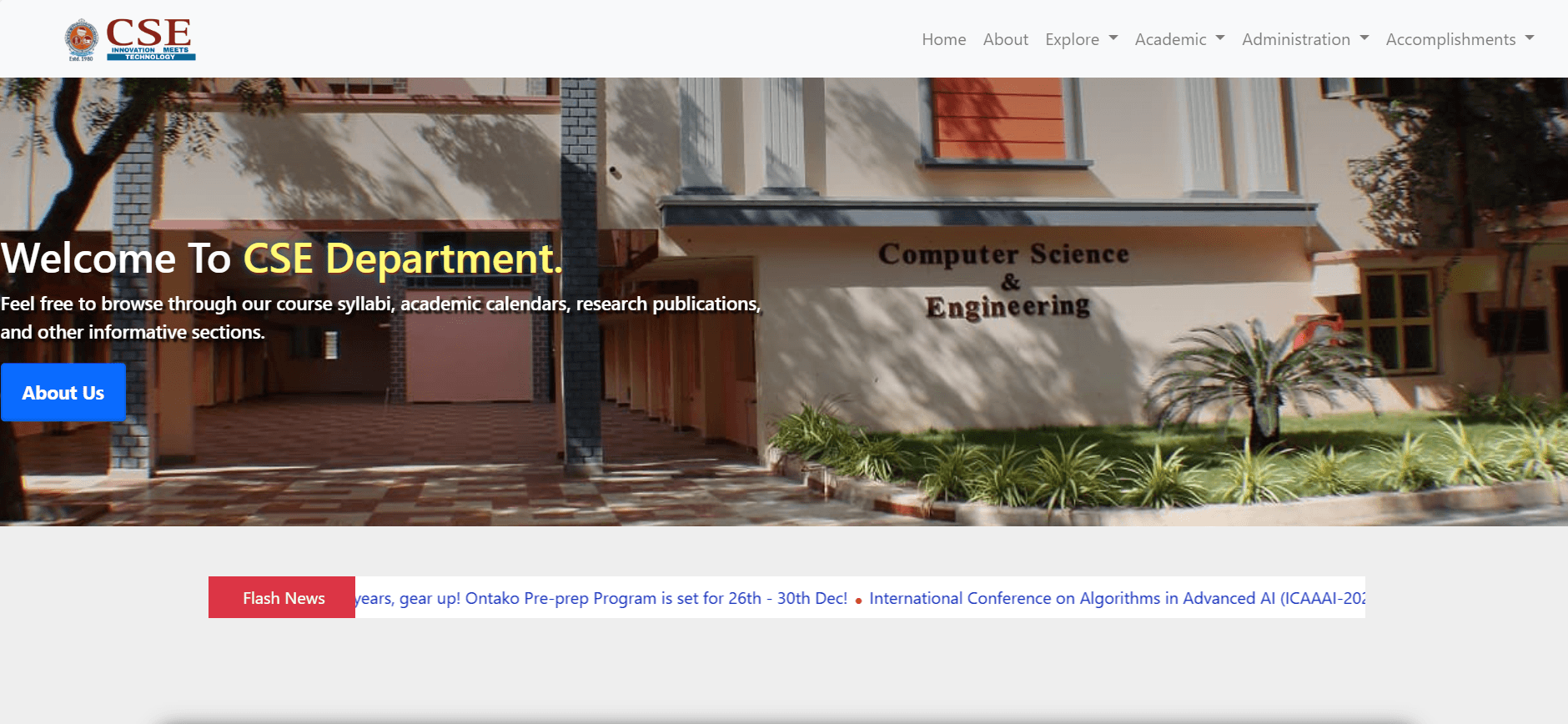SRKRCSE Department Website preview
